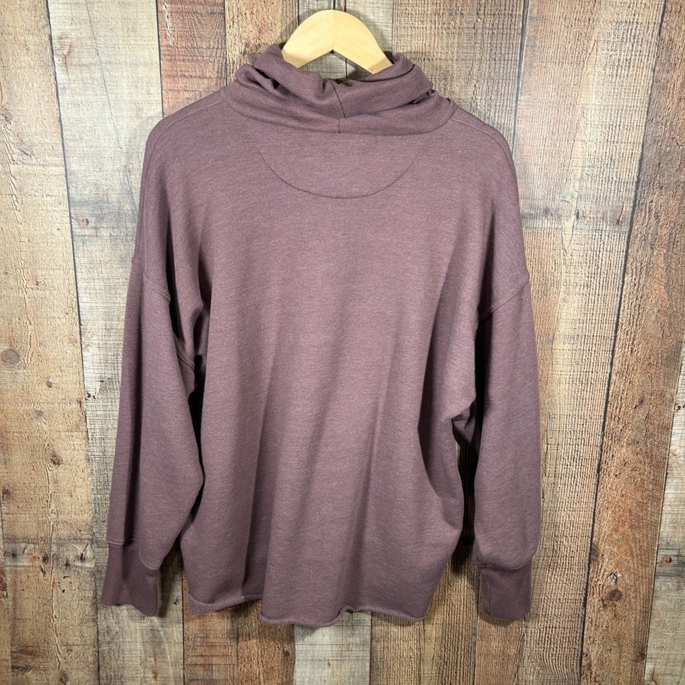 Aerie Soft Oversized Funnel Neck Sweatshirt Purple Mauve Lounge Cowl Pullover M - Picture 6 of 6